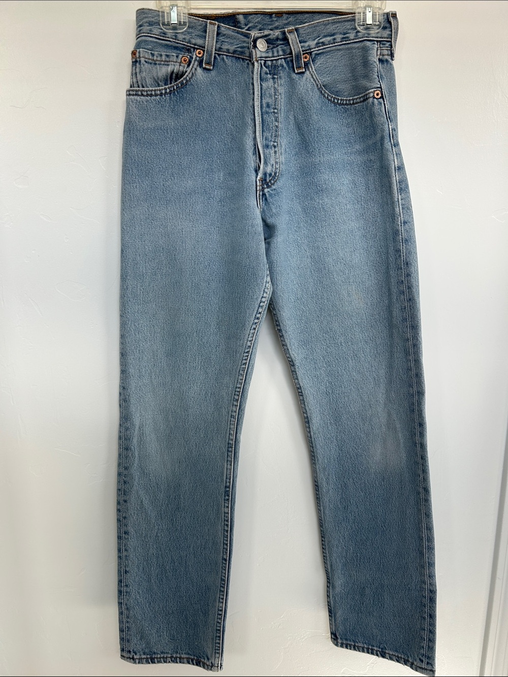 Women’s Levi Strauss Light Blue 501 Straight Leg Button Fly Jean Size 29